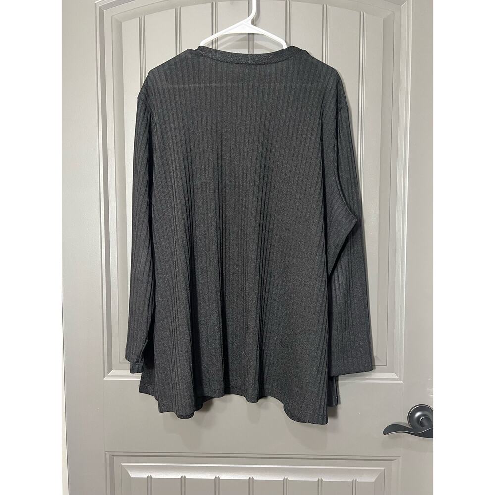 Notations Black Mock 2 Piece Ribbed Cardigan Blouse Size 3x